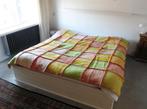 Retro wollen deken 220 x 225 cm patchwork woonplaid vintage, Gebruikt, Deken of Dekbed, Ophalen of Verzenden, Roze