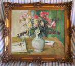 Bloemstilleven op tafel '72 - Leendert van Dijk (geb. 1939), Antiek en Kunst, Ophalen of Verzenden