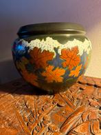 Plateel Arnhem Bloempot met Bladmotief, Ophalen of Verzenden