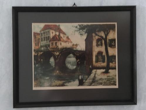Litho  ,   Pont   de   Malines, Antiek en Kunst, Kunst | Litho's en Zeefdrukken, Ophalen of Verzenden
