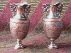 Stel antieke silverplate vaasjes uit Engeland 14,5 cm. 1900.