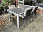 Lichtgewicht tuinset incl. kussen en opberghoes en box, Ophalen, 4 zitplaatsen, Gebruikt, Aluminium