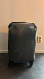 Donkergrijze koffer/trolley/handbagagekoffer met print, Ophalen of Verzenden, Zo goed als nieuw, Slot
