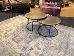 Salontafel 2-Delig Metaal Brons €149,- Direct/Leverbaar, Ophalen, #Salontafel#Rond#Goud#Zwart#Ø75cm.#Brons#Metaal, 50 tot 100 cm