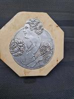Antiek art deco karton doosje moeder kind zilver 1920 1930, Antiek en Kunst, Ophalen of Verzenden