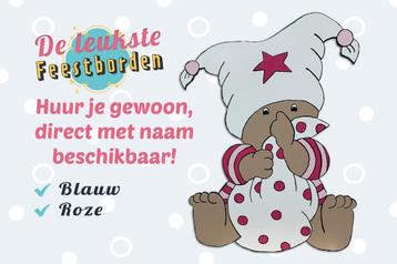Geboortebord Baby met muts roze goedkoop huren voor meisje beschikbaar voor biedingen
