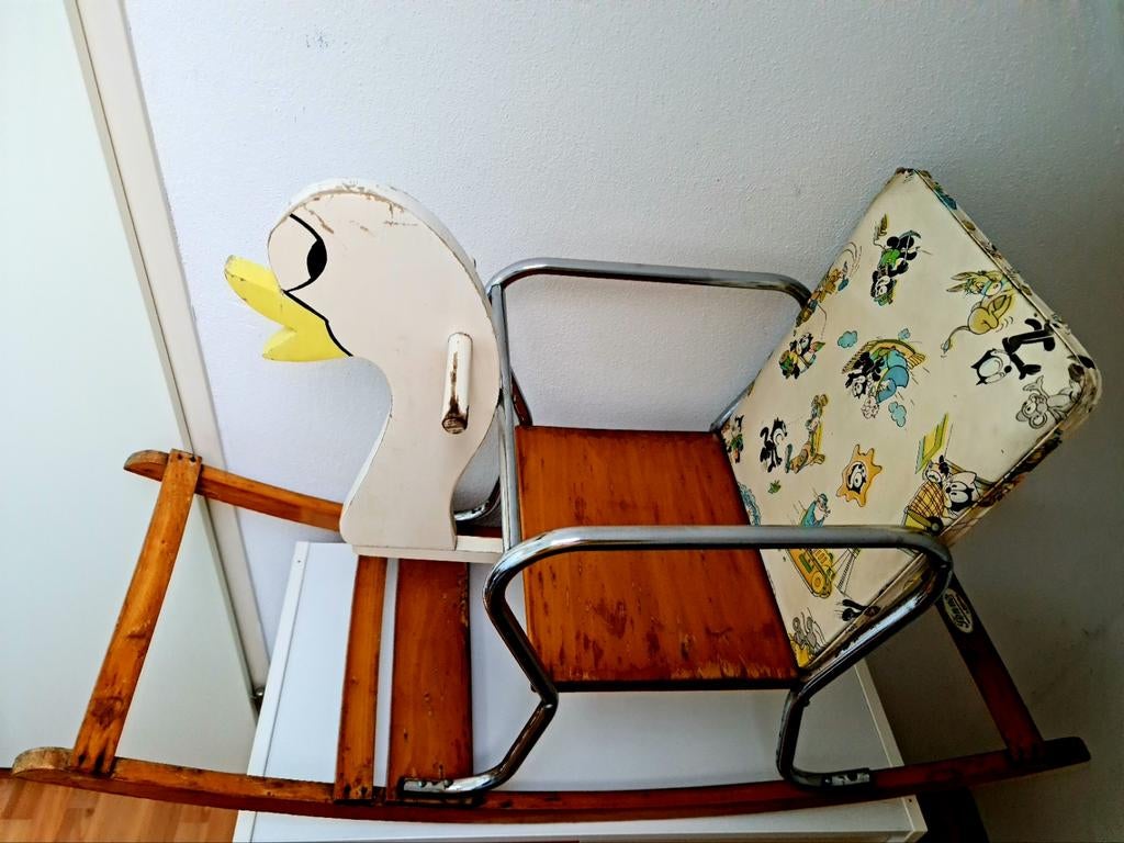 Hobbelzwaan schommel eend jaren 60 Felix de Kat bekleding, Ophalen