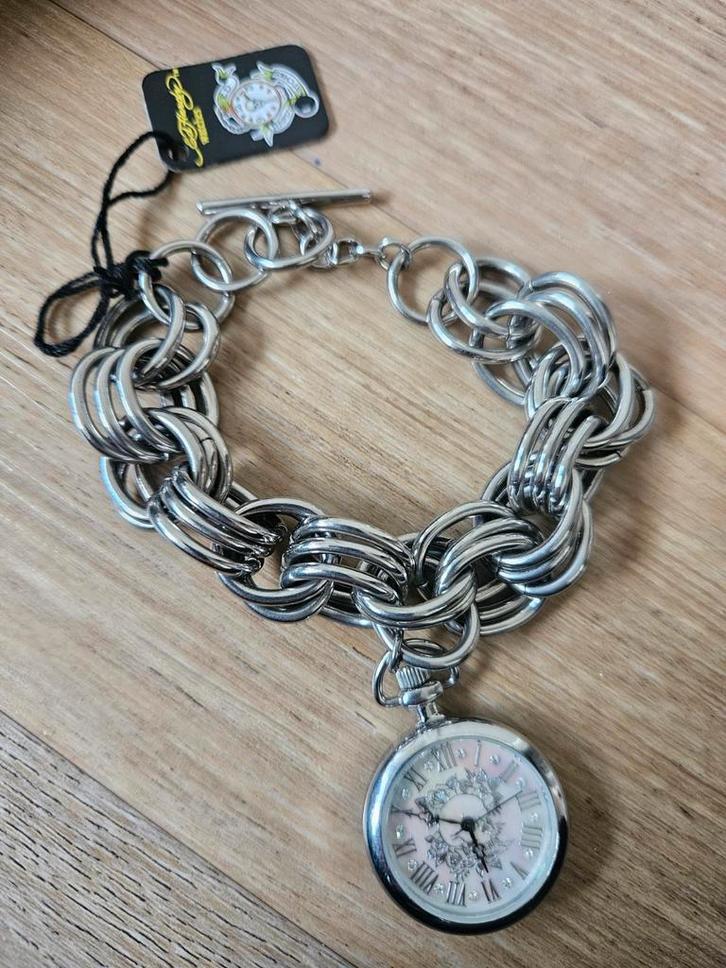 Ed hardy zilverkleurig horloge armband nieuw!, Sieraden, Tassen en Uiterlijk, Armbanden, Nieuw, Ophalen of Verzenden