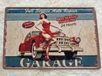 USA Garage Reclamebord, oldtimer met Pin-up, Ophalen