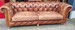Oude Chesterfield bank bruin cognac vintage leer + BEZORGING, Antiek en Kunst, Ophalen of Verzenden