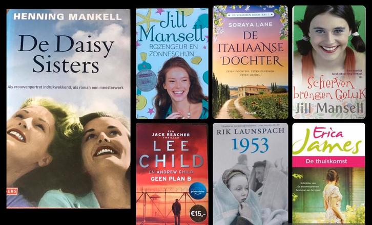 7 boeken oa. Henning Mankell - De Daisy Sisters. €20, Boeken, Romans, Zo goed als nieuw, Ophalen of Verzenden