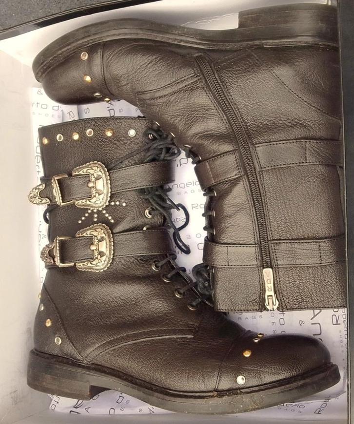 Roberto D'angelo, boots,halfhoog, maat 37, zwart met zilver., Kleding | Dames, Schoenen, Zo goed als nieuw, Lage of Enkellaarzen