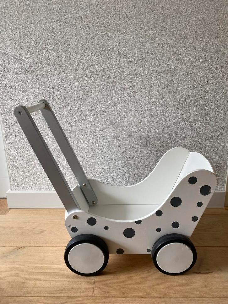 Houten Poppenwagen met Stippen, Kinderen en Baby's, Speelgoed | Houten speelgoed, Gebruikt, Duw- of Trekspeelgoed, Ophalen