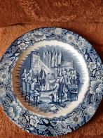 Vintage Enoch Wedgwood Blauw-Wit Bord - Historische Scene, Antiek en Kunst, Antiek | Servies los, Ophalen of Verzenden