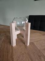 Vaasje op houten standaard, Overige kleuren, Nieuw, Ophalen of Verzenden, Glas