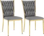 Set van 2 - Fluwelen eetkamerstoel - Eetkamerstoelen - Goude, Verzenden, Nieuw