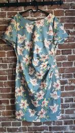 Swing Blauwe Geplooide Jurk met Bloemen – Maat XXL (44/16),, Kleding | Dames, Jurken, Ophalen of Verzenden, Maat 42/44 (L), Blauw