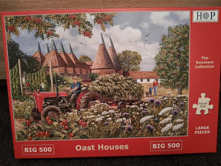 HOP Puzzel - Oast Houses - 500 XL Stukjes, Hobby en Vrije tijd, Denksport en Puzzels, Nieuw, Legpuzzel, 500 t/m 1500 stukjes, Ophalen