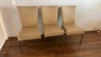 Set van 6 leren eetkamer stoelen, RVS poot., Ophalen, Gebruikt, Overige kleuren, Leer