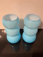 Set van 2 vazen - lichtblauw Glas, Minder dan 50 cm, Nieuw, Glas, Blauw