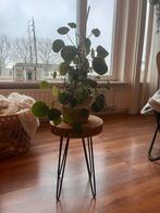 Houten bijzettafel met metalen poten, Huis en Inrichting, Tafels | Bijzettafels, Ophalen, Minder dan 45 cm, Minder dan 55 cm, Gebruikt