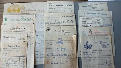 antieke rekeningen Hotel-Restaurants 1953-1960 - 14 stuks, Verzamelen, Merken en Reclamevoorwerpen, Gebruikt, Gebruiksvoorwerp