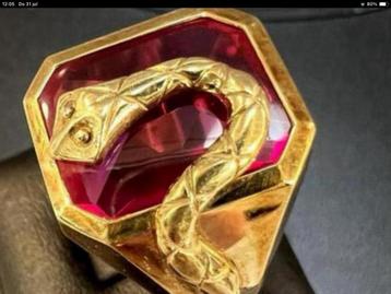 Bijzonder mooi vintage gouden ring robijn slang 14 karaat beschikbaar voor biedingen