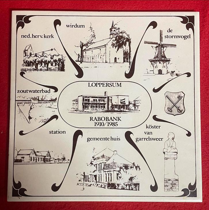 Loppersum Tegel Rabobank 1910/1985, Antiek en Kunst, Antiek | Wandborden en Tegels, Ophalen of Verzenden