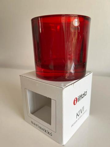 Iittala Kivi Glas Kandelaar Cranberry  Red 80 mm Nieuwstaat beschikbaar voor biedingen