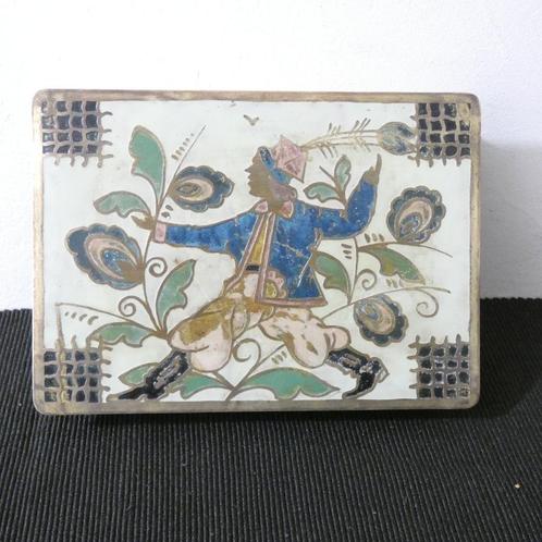 messing - koper doosje met emaille [612], Antiek en Kunst, Antiek | Overige Antiek, Ophalen