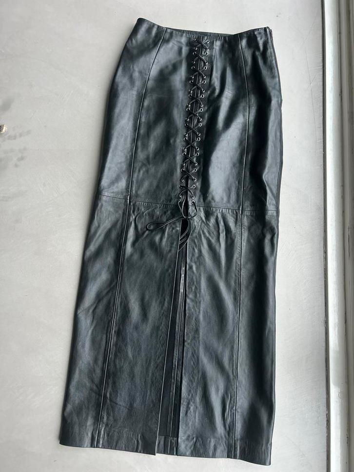 Gestuz Lange Leren Rok  - Maat 36, Kleding | Dames, Rokken, Zo goed als nieuw, Maat 36 (S), Zwart, Onder de knie, Ophalen of Verzenden