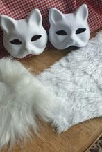25 Maskers kat poes gezicht vacht wit, Ophalen of Verzenden, Nieuw, Knutselwerk