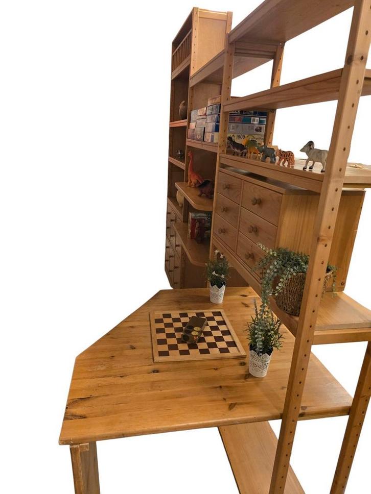 Wedeka boekenkast houten Lundia kast stellingkast bureau, Antiek en Kunst, Curiosa en Brocante, Ophalen