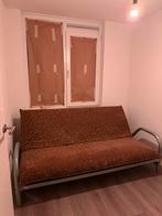 Tweepersoons slaapbank met bruine bekleding, Huis en Inrichting, Slaapkamer | Slaapbanken, Ophalen, Gebruikt, Bruin, Tweepersoons