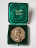 Inhuldigingsmedaille penning 1898 brons in doosje HOVE, Postzegels en Munten, Penningen en Medailles, Ophalen of Verzenden, Brons