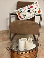Linnen kussenhoes vilt geborduurd, Huis en Inrichting, Woonaccessoires | Kussens, Verzenden, Nieuw, Beige, Rechthoekig
