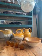 Antiek frans aardewerk, kruik, schaal, confit geel, Antiek en Kunst, Ophalen of Verzenden