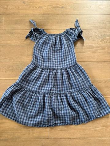 100% linen Brora Scotland off shoulder gingham tiered dress beschikbaar voor biedingen