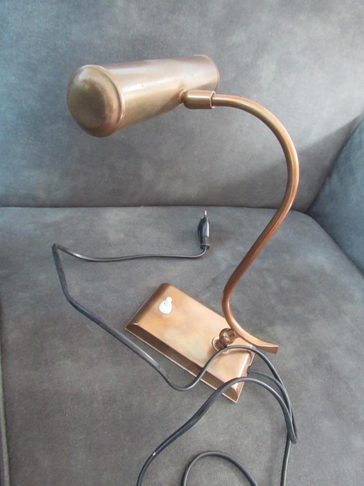 Piano / Notarislamp Heca jaren 60/70, Huis en Inrichting, Lampen | Tafellampen, Gebruikt, Minder dan 50 cm, Metaal, Ophalen of Verzenden