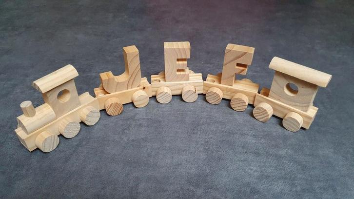 Partij houten treinletters - per stuk of alles in één keer, Kinderen en Baby's, Speelgoed | Houten speelgoed, Nieuw, Overige typen