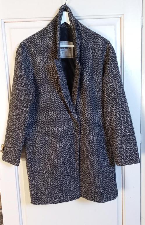 Pull&Bear grvoerde inbetween jas zwart/grijs gemeleerd S/M, Kleding | Dames, Jassen | Winter, Zo goed als nieuw, Maat 38/40 (M)