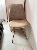 Beige velvet Stoel met Gouden Poten nieuwprijs €99,99, Huis en Inrichting, Stoelen, Ophalen, Bruin, Zo goed als nieuw, Eén
