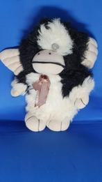 Vintage Gizmo knuffel, zwart en wit, grijze ogen. 30 cm. T1