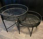 Mooie 2 ronde zwarte salontafel/bijzettafel, Huis en Inrichting, Tafels | Bijzettafels, Minder dan 55 cm, Rond, Zo goed als nieuw