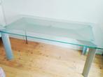 Glazen design tafel metalen poten 190 x 100 x 76, Huis en Inrichting, Tafels | Eettafels, Ophalen, 50 tot 100 cm, Zo goed als nieuw