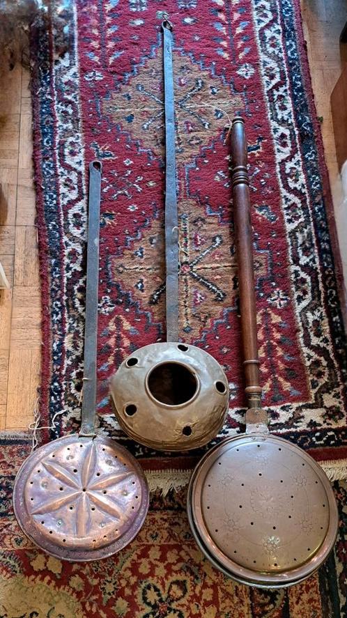 3 antieke verschillende koperen beddenpannen beddenpan, Antiek en Kunst, Antiek | Koper en Brons, Ophalen