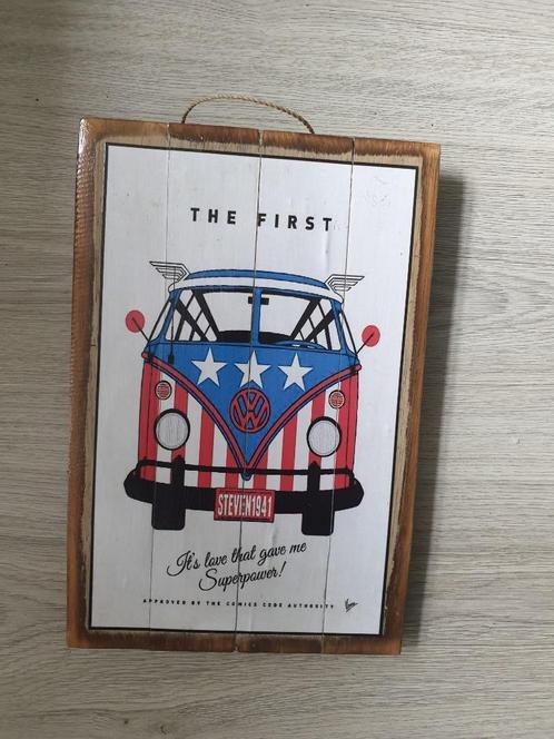 houten wand decoratie met usa vw volkswagen bus, Huis en Inrichting, Woonaccessoires | Wanddecoraties, Nieuw, Ophalen of Verzenden