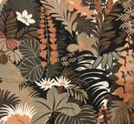 Kleine retro lap stof. Bruin oranje met bloemen 55 x 60 cm, Hobby en Vrije tijd, Stoffen en Lappen, Bruin, Ophalen of Verzenden