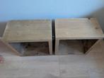 Houten blokjes voor aan muur, nachtkastjes, Huis en Inrichting, Tafels | Salontafels, Ophalen, Minder dan 50 cm, Zo goed als nieuw