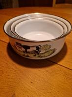 EMAILLE SCHALEN SET KOE DECOR, Antiek en Kunst, Antiek | Emaille, Ophalen of Verzenden